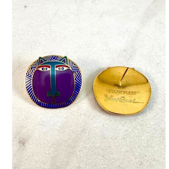 Laurel Burch Purple Moon Tiger Post Earrings Preowned - Picture 2 of 2
